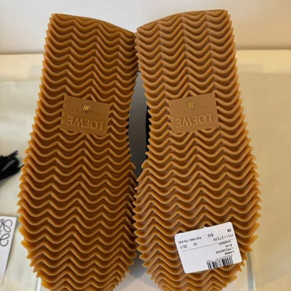 Loewe Flow Runner 2.0 Sneakers Gold Black Suede Nylon EU 38 US 8 LFR2282X05 - Picture 6 of 15